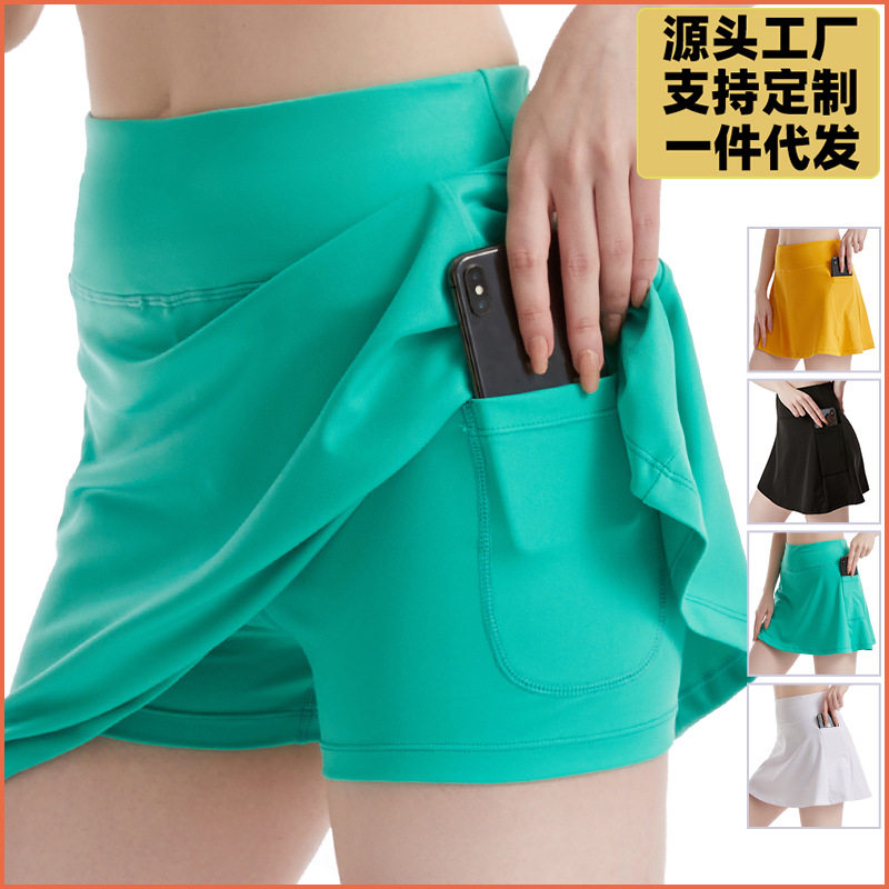 2026瑜伽服短裙女裸感速干健身裤口袋运动网球裙裤瑜伽时尚外贸
