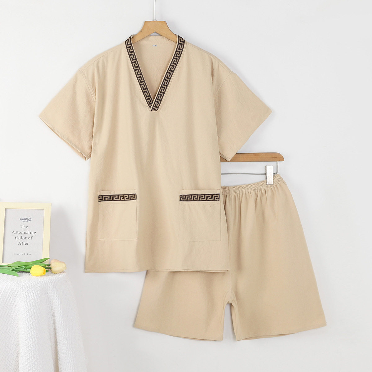 纯棉汗蒸服男士2026新款洗浴足浴店客人睡衣短款SPA按摩服桑拿服