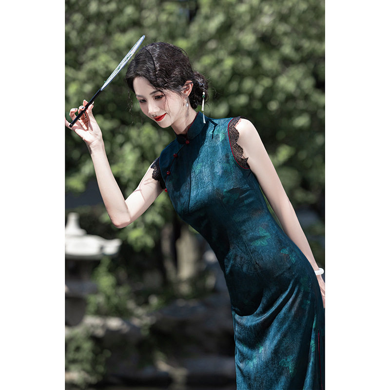 感提花老上海旗袍无袖长款改良民国风2026春夏年新款复古礼服女装