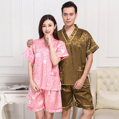 新品男女情侣款汗蒸服非丝绵提花浴服按摩服浴衣桑拿服衣服