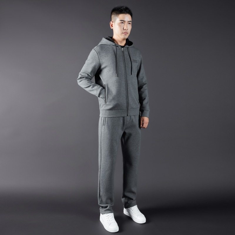高档休闲套装男连帽夹克外套搭配长裤一套2026春秋季开衫工作服