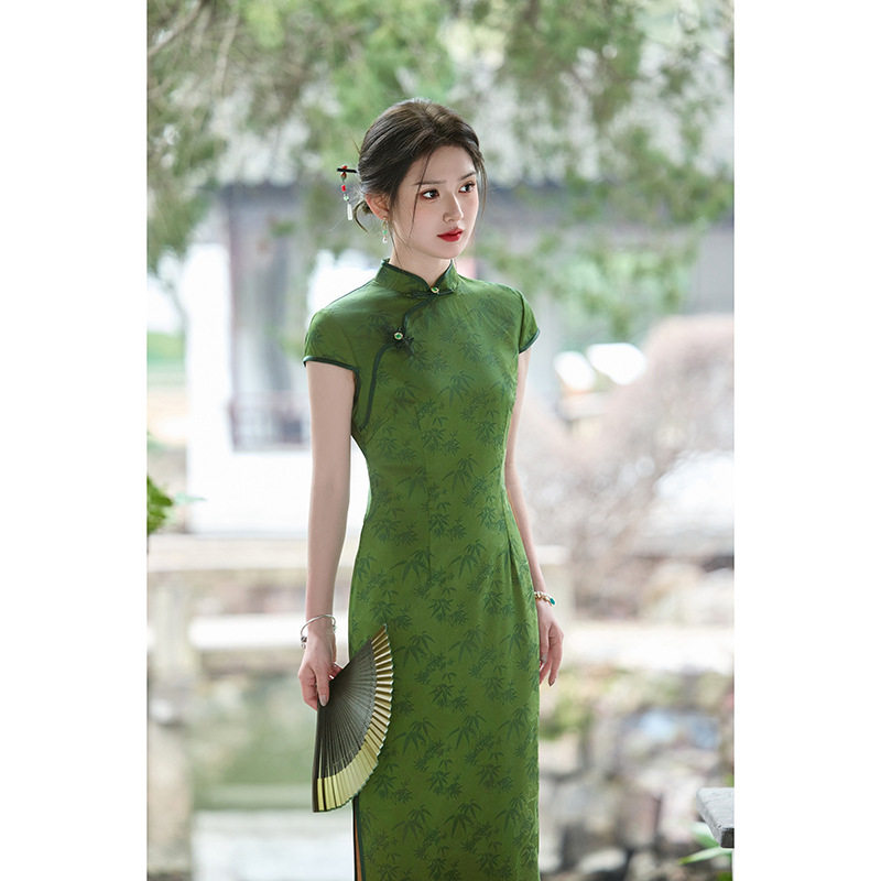 绿色送考旗袍2026年夏季新款改良版日常年轻款少女绝美修身中国风