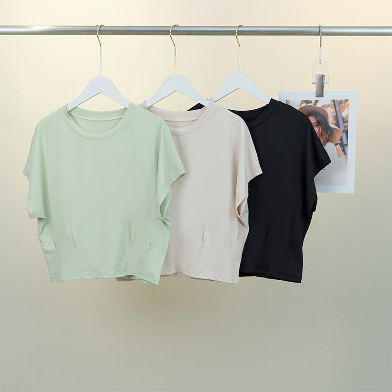 新款外穿短款速干显瘦健身服上衣透气羽毛球瑜伽T恤运动短袖女夏