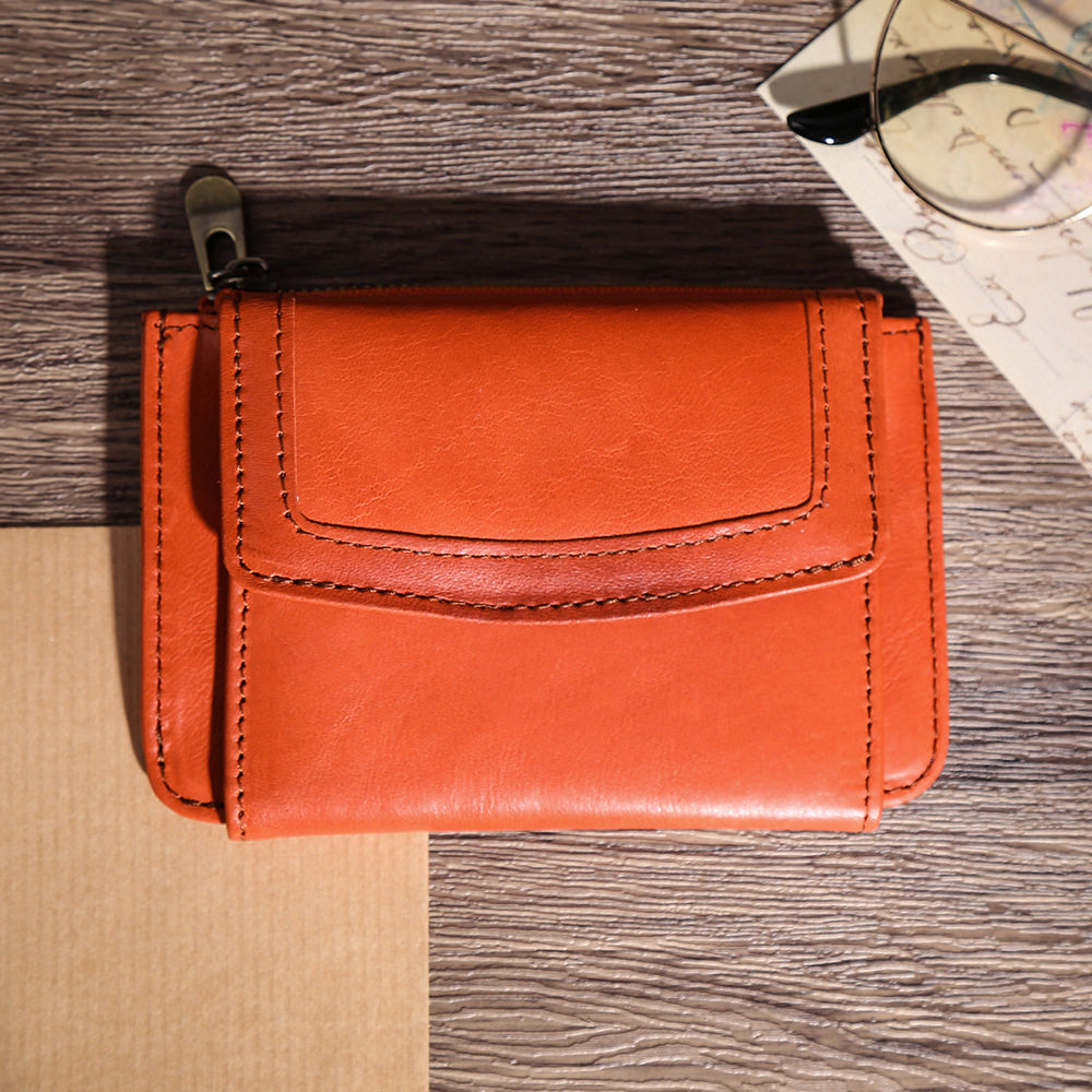 2026新款真皮高级跨境短款女士钱包简约时尚信封包薄款钱夹卡包