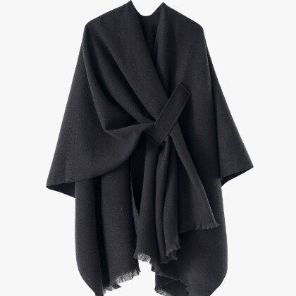 春秋冬季加杠款跨境纯色仿羊绒披肩斗篷百搭款式保暖披风感外披女