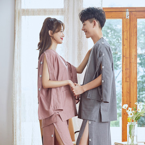 2026新款高档男苎麻艾灸服女休闲情侣套装家居外穿理疗服养生酒店