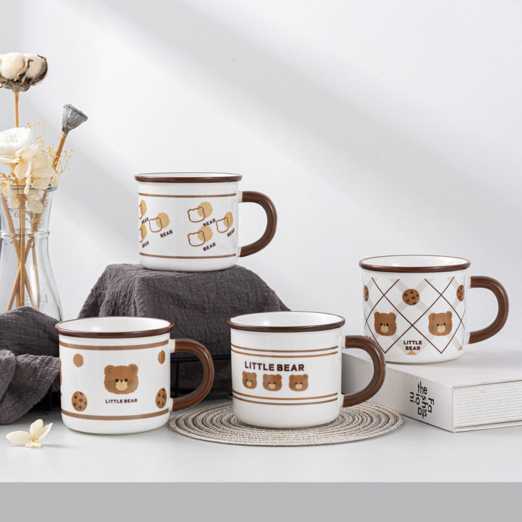 高颜值小熊陶瓷杯可爱情侣马克杯家用大容量喝水杯子咖啡杯熊猫杯,餐饮具,马克杯,淘宝优惠券,粉丝福利购,淘宝优惠卷