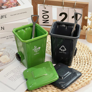 单品--创意垃圾桶陶瓷杯子ins高颜值马克杯搞怪生日礼物恶搞水杯