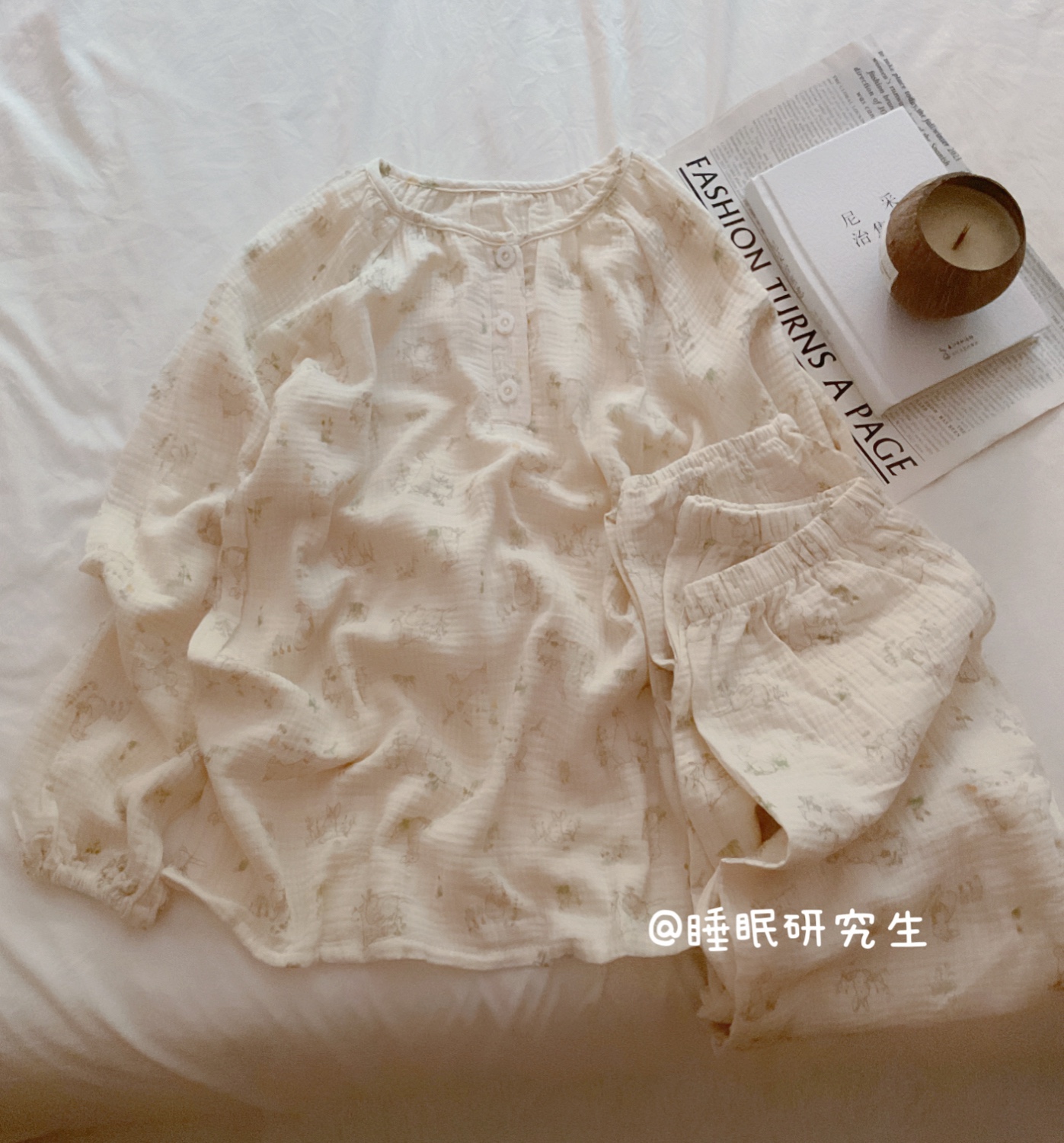 *【月亮上的彼得兔】秋季女睡衣软料婴儿棉双层纱家居服纯棉套装