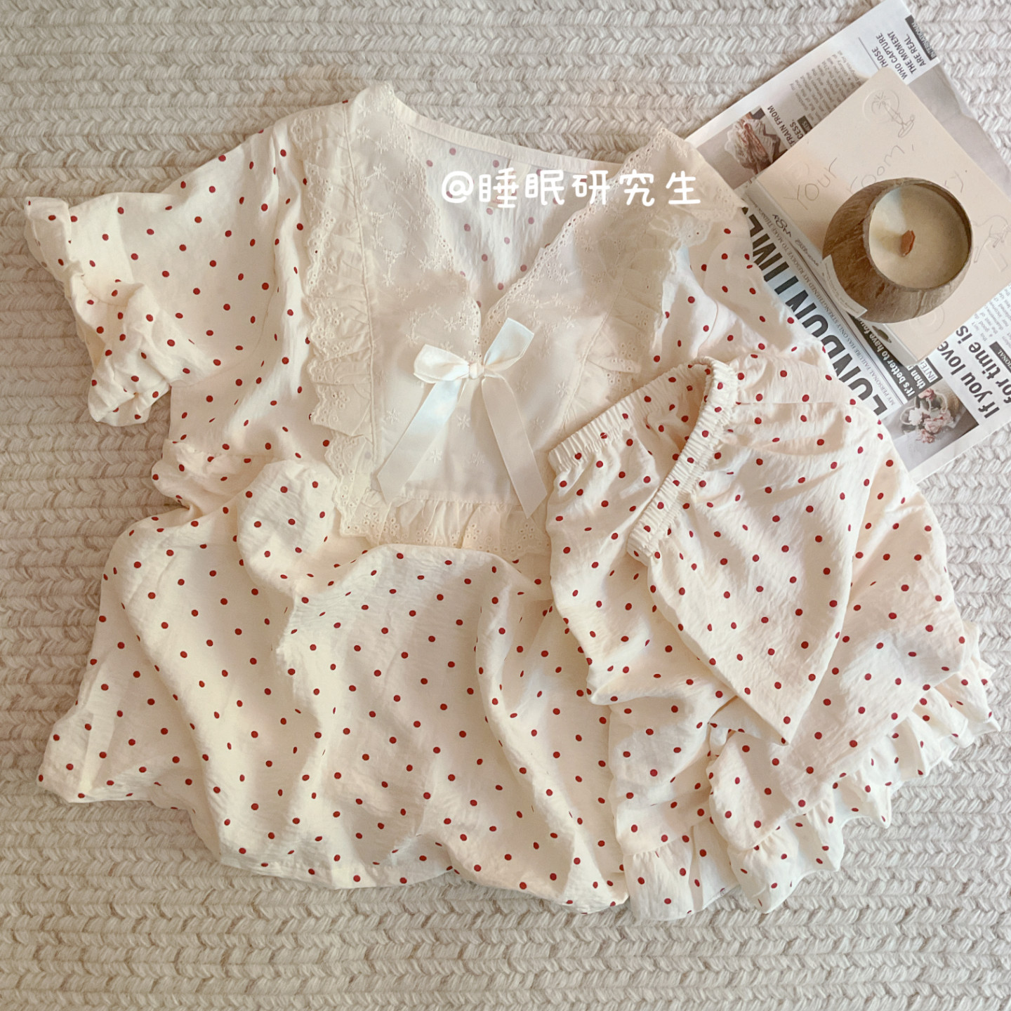 【小奶皮系列】带胸垫春夏季女睡衣家居服软料短袖短裤睡裙