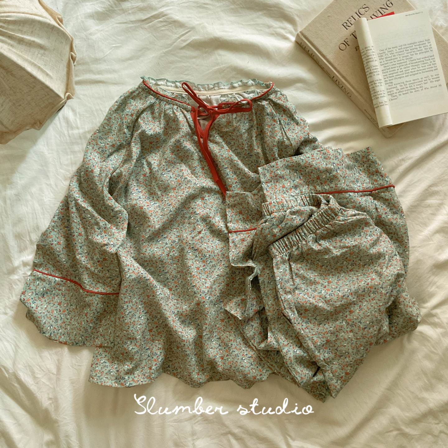 【雾凇红茶】春夏季女睡衣软料简约法式碎花家居服宽松纯棉套装