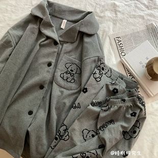 【小狗笨笨的】德绒加厚软糯春秋女睡衣两件套保暖长袖长裤家居服