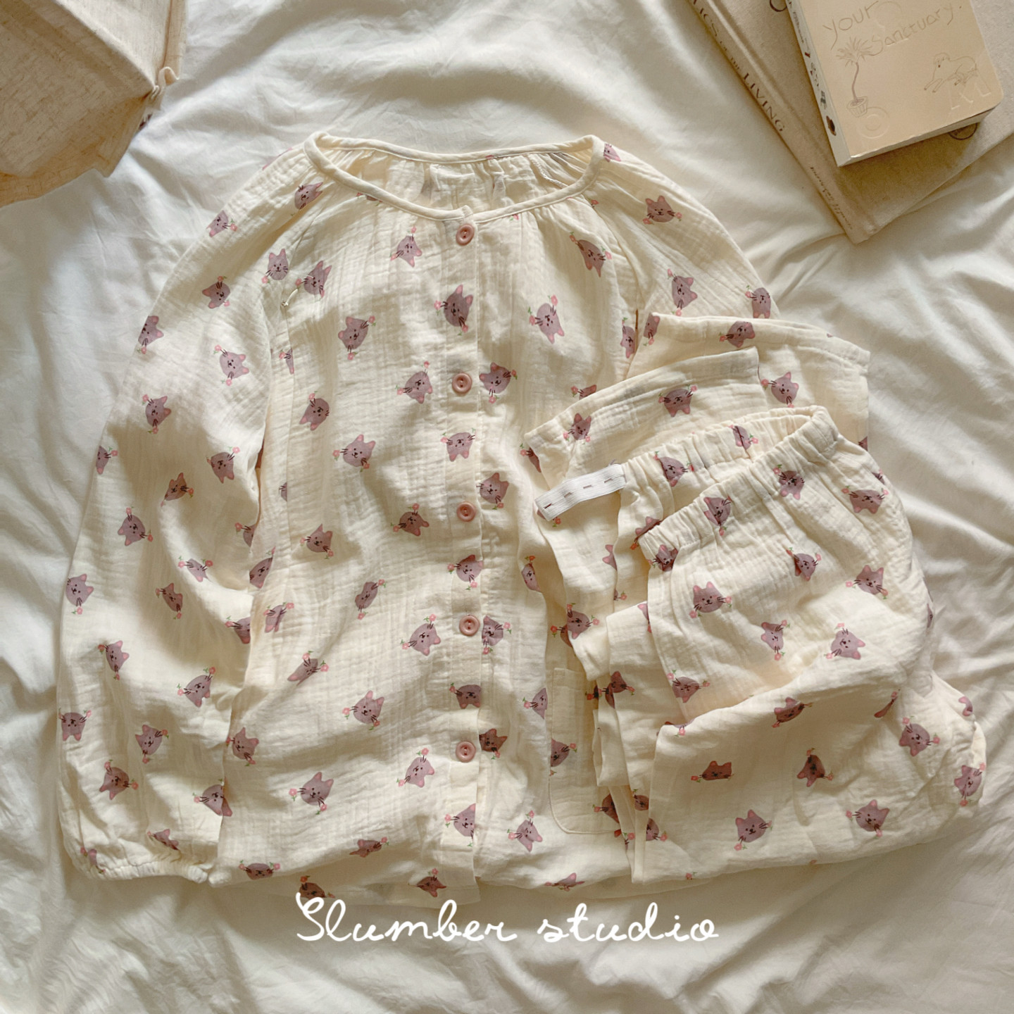 【baby舒伴系列】A类纯棉秋季女睡衣长袖长裤月子服圆领套装
