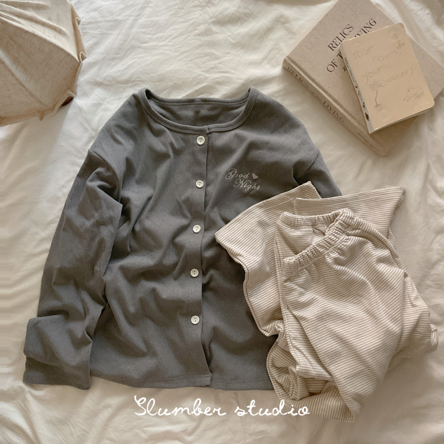 【加藤小姐】小鹿绒秋冬女睡衣绵密柔滑日系条纹家居服德绒套装