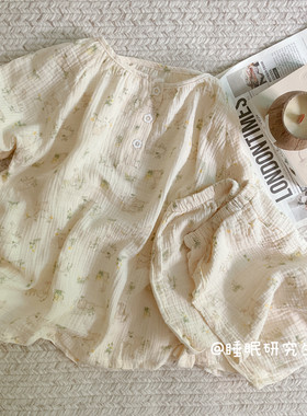 *【月亮上的彼得兔】夏季女睡衣短袖短裤纯棉绉布两件家居服套装