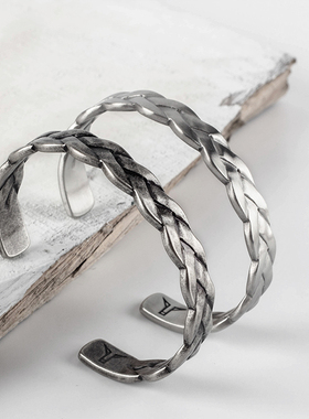 欧美风麻花钛钢男女个性百搭手环