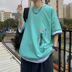 t恤潮牌超火港风半袖宽松五分袖衣服简约百搭潮insA161-T18,青岛衣服穿搭图片