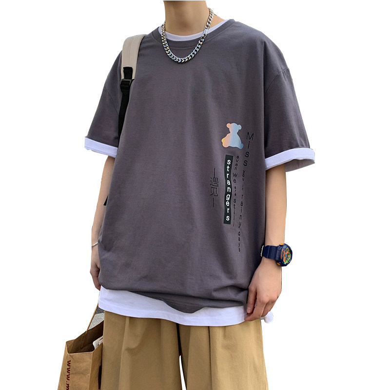t恤潮牌超火港风半袖宽松五分袖衣服简约百搭潮insA161-T18,男装T恤,电商A161