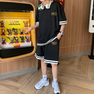 夏季短袖套装宽松休闲两件套潮流潮牌运动服A161-TZ01图片