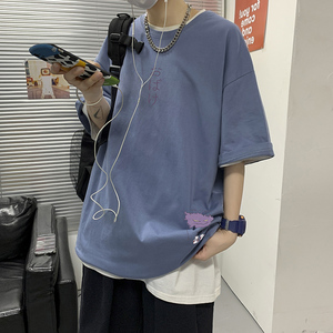2021新款短袖男t恤宽松潮流夏季衣服潮牌百搭体恤衫A161-T23图片