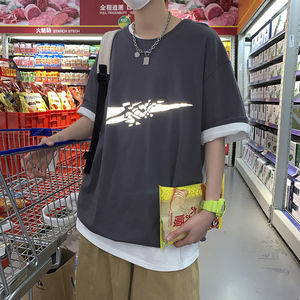 圆领短袖t恤男2021春夏季新款休闲衣服韩版潮流潮牌A161-T02-P25