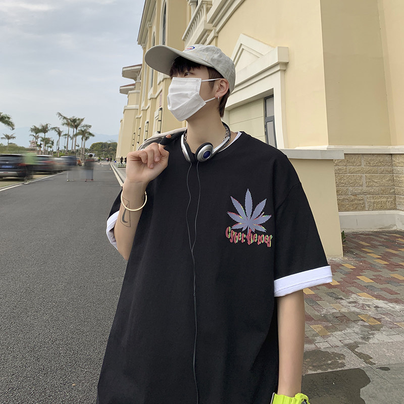 短袖t恤夏季2021新款男士ins潮流半袖上衣服潮牌夏装A161-T11-P25图片