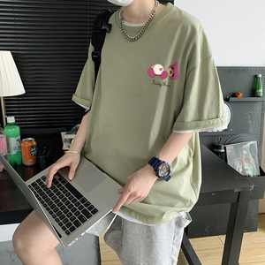2021新款男短袖t恤男港风ins潮流百搭潮牌宽松上衣服A161-T27图片