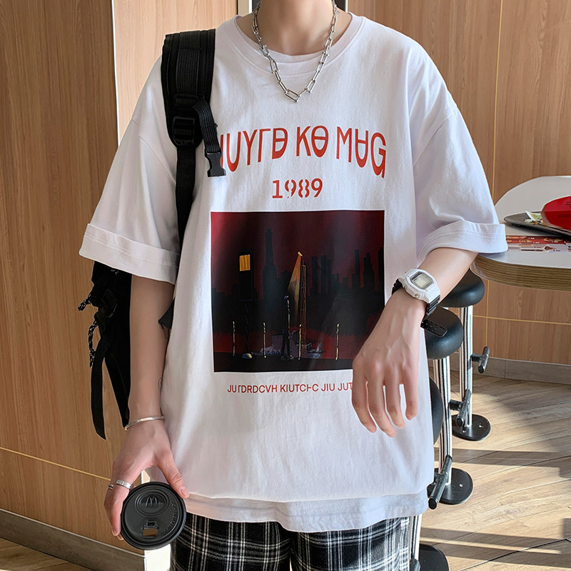 长袖t恤男ins潮牌男短袖宽松衣服韩版潮流帅气春夏季A161-T41-P25图片