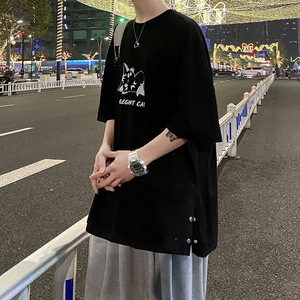 夏季ins潮牌男生宽松日系情侣短袖男潮流半袖体恤A161-T088-P35图片