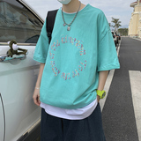 短袖t恤男潮牌百搭潮流原宿港风宽松夏季七分潮insA161-T14，男装T恤，电商A161