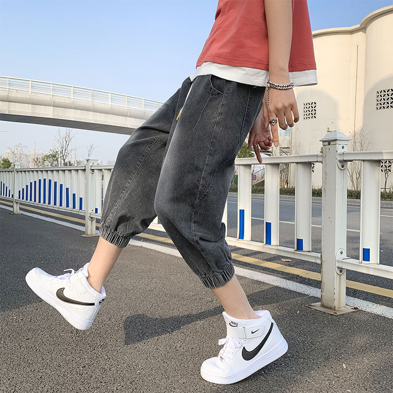 七分裤男夏季宽松八分阔腿牛仔裤大码韩版潮流休闲A161图片