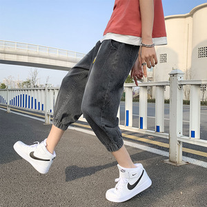 七分裤男夏季宽松八分阔腿牛仔裤大码韩版潮流休闲A161图片