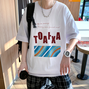 短袖t恤潮流宽松百搭打底衫半袖ins潮牌港风简约衣服A161-T40-P25图片