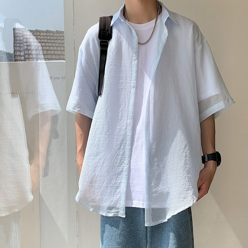 衬衫男短袖2021新款韩版潮流五分袖衬衣商务休闲A161-W1055-P35,男装衬衫,电商A161
