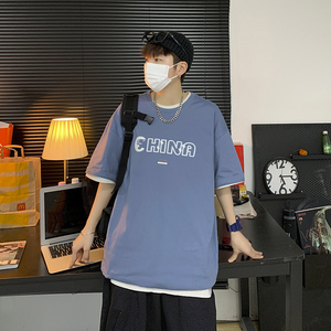 男短袖t恤潮牌潮流ins夏季新款半截袖印花上衣服A161-T20-P25图片