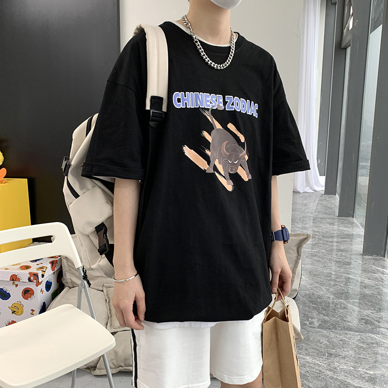 男短袖t恤潮流宽松百搭潮牌男生港风ins上衣服A161-T26图片