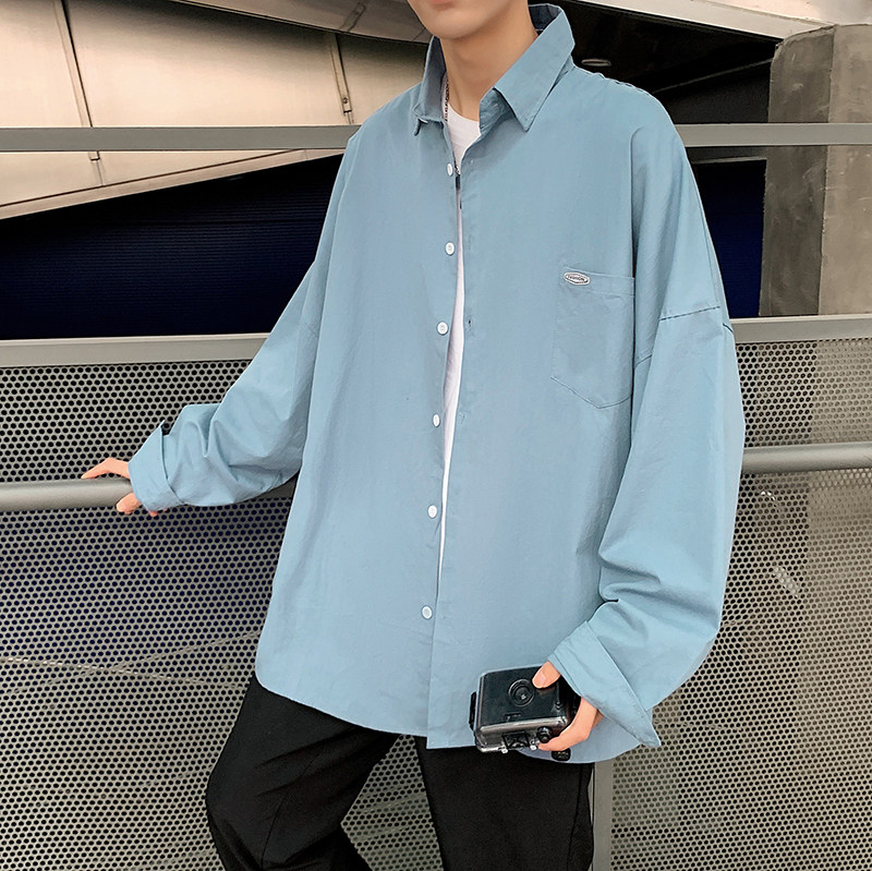 短袖衬衫外套ins宽松痞帅衬衣男装潮牌上衣服港风A161-C14,男装衬衫,电商A161