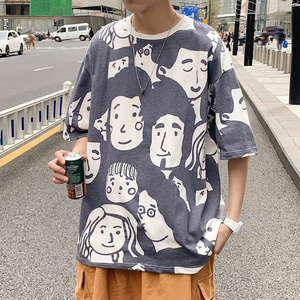 夏季短袖男潮牌t恤宽松百搭休闲上衣ins港风潮流体恤A161-T50-P30图片