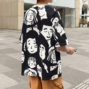 短袖T恤潮流宽松打底衫男装上衣服潮牌半截袖港风insA161-T50-P30图片
