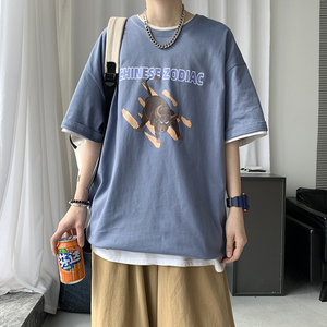 男短袖t恤潮流宽松百搭潮牌男生港风ins上衣服A161-T26图片