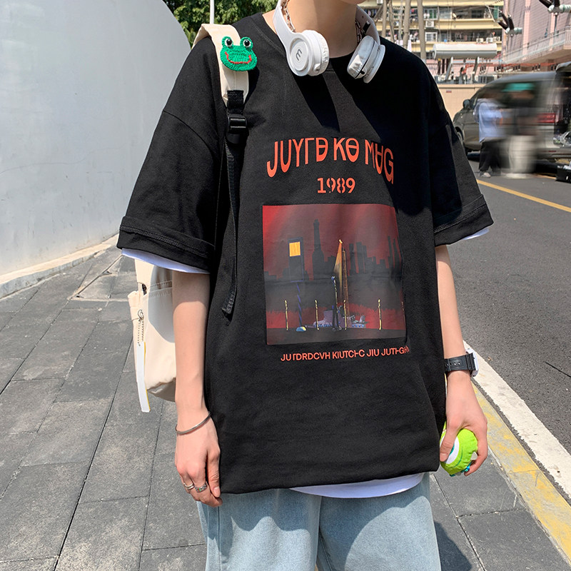 长袖t恤男ins潮牌男短袖宽松衣服韩版潮流帅气春夏季A161-T41-P25,男装T恤,电商A161
