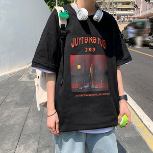 长袖t恤男ins潮牌男短袖宽松衣服韩版潮流帅气春夏季A161-T41-P25图片