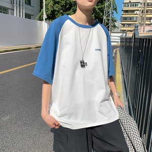情侣t恤夏潮牌2021新款百搭短袖ins圆领宽松男女同款A161-T30-P30图片