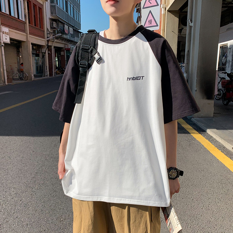 情侣t恤夏潮牌2021新款百搭短袖ins圆领宽松男女同款A161-T30-P30,男装T恤,电商A161