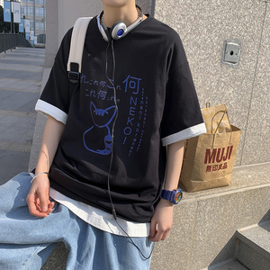 2021新款男夏季ins简约t恤潮牌宽松百搭潮流原宿风男A161-T17,宝贝球鞋怎么搭配图片