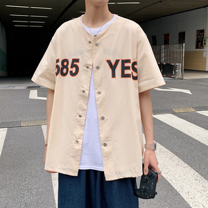 青少年新款5分袖衬衫男  DS161-D0585-特图片