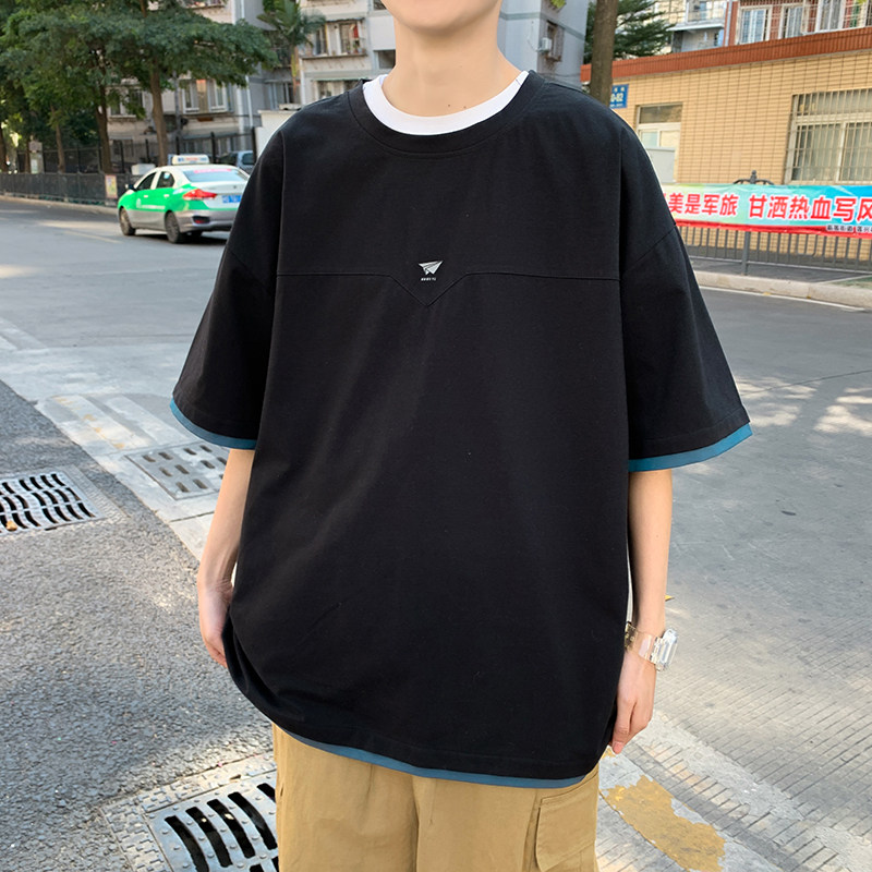 2021夏季衣服男潮流宽松百搭港风t恤短袖潮牌ins帅A161-T301-P30,男装T恤,电商A161