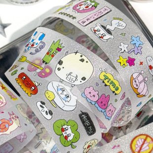 AGUGU开小差系列模切胶带pet贴纸卷卡通元 素deco涂鸦盐系和纸胶带