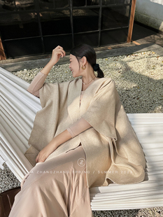 阿章章 优雅温柔气质姐姐外搭披肩斗篷外套老钱风针织衫加大加厚