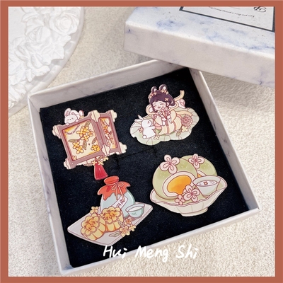 中秋赏月胸针玉兔月饼桂花酿别针灯笼喝茶pin卡通书包笔袋挂饰